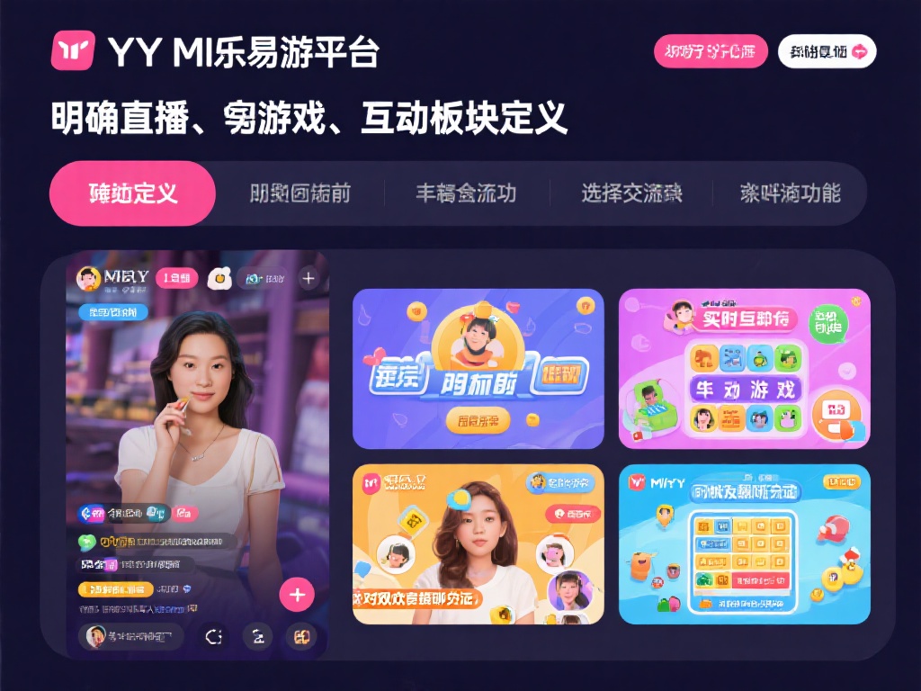 明确游戏和互动板块的定义
YY米乐易游平台包含丰